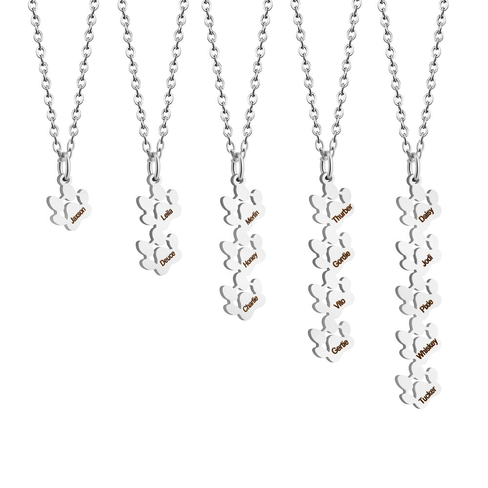 Engraved Pawprint Necklace 18K Gold Plated