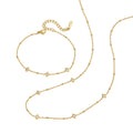 18K Gold plated Star Diamond Station Necklace & Bracelet Set, Dainty Layered Jewelry
