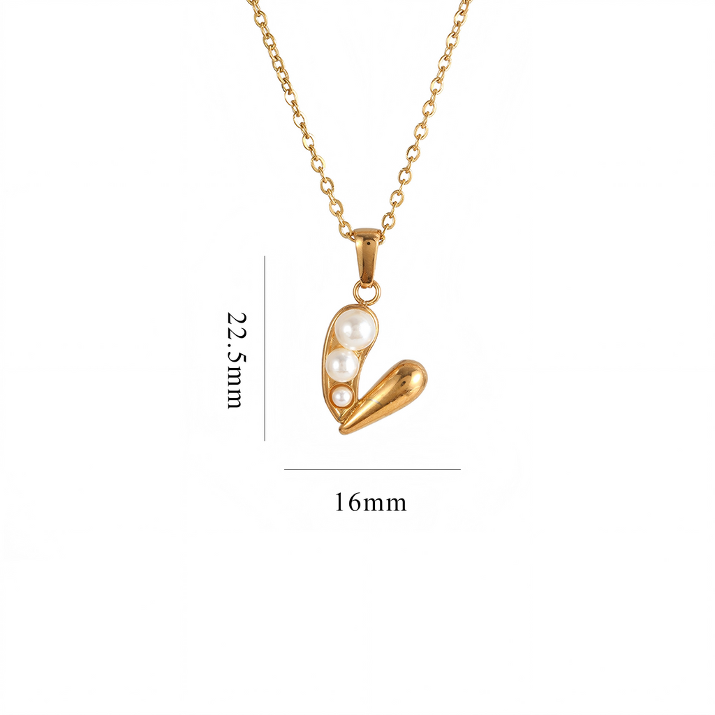 Sweet Pearl Bean Pendant Necklace | Dainty 18k Gold Plated Heart Jewelry