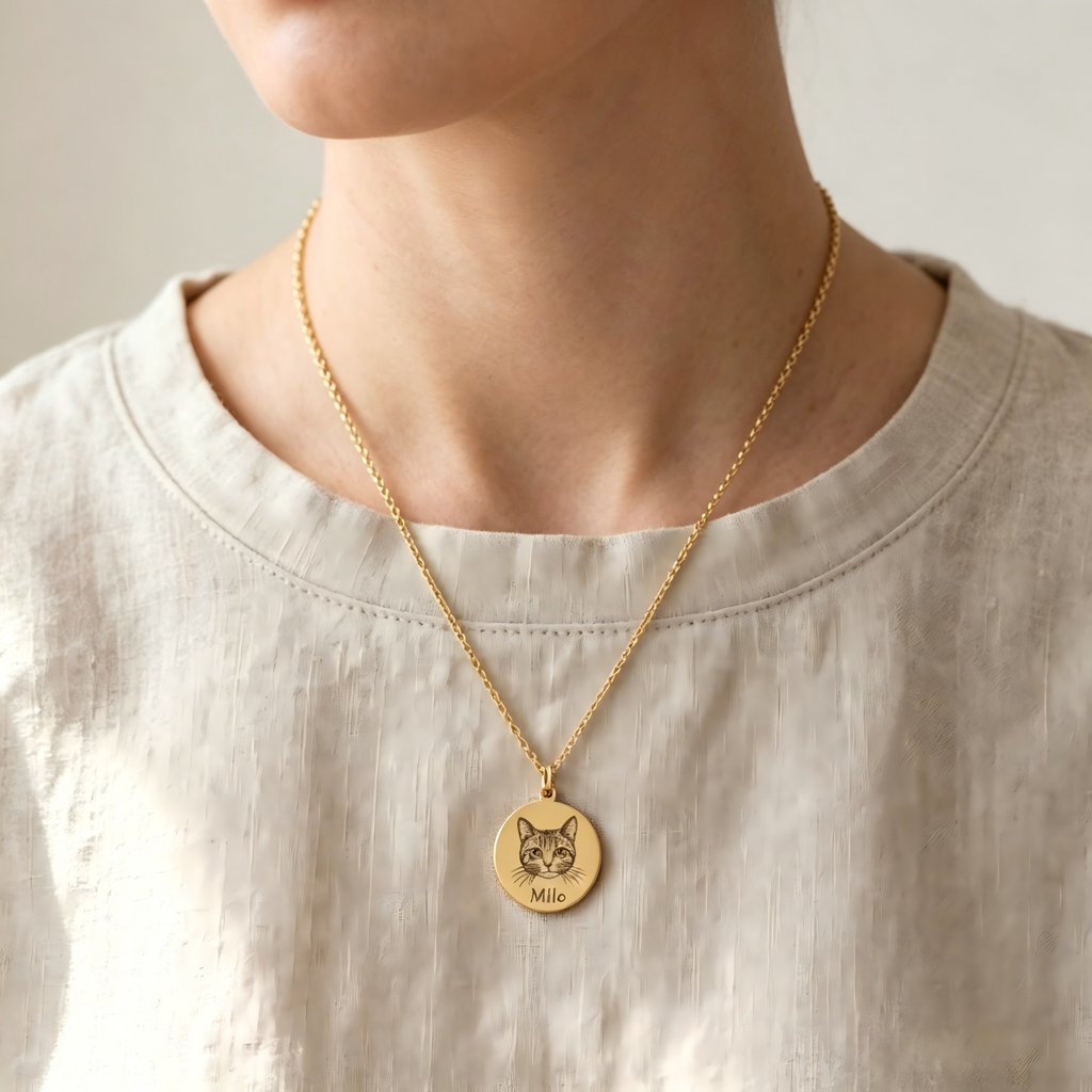 Custom Pet Portrait Keepsake: Personalized Necklace & Bracelet Set