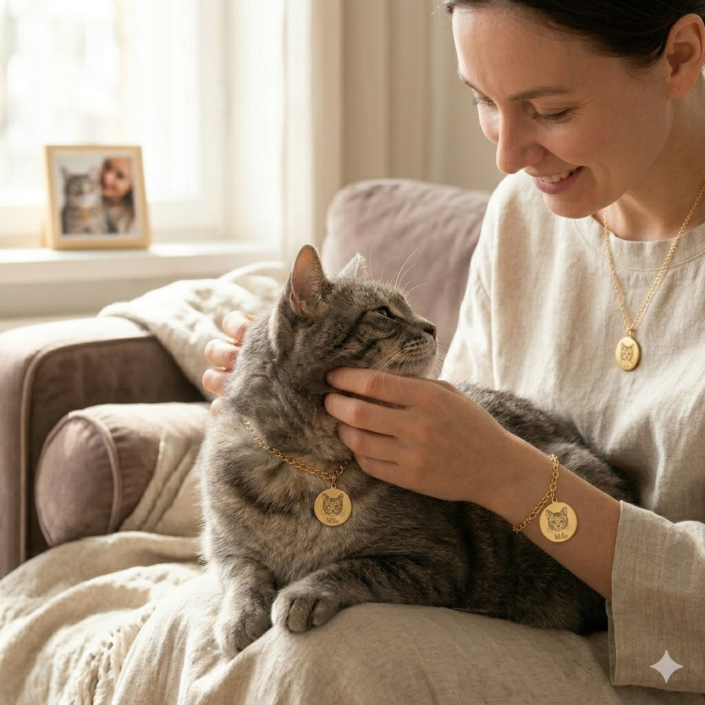 Custom Pet Portrait Keepsake: Personalized Necklace & Bracelet Set