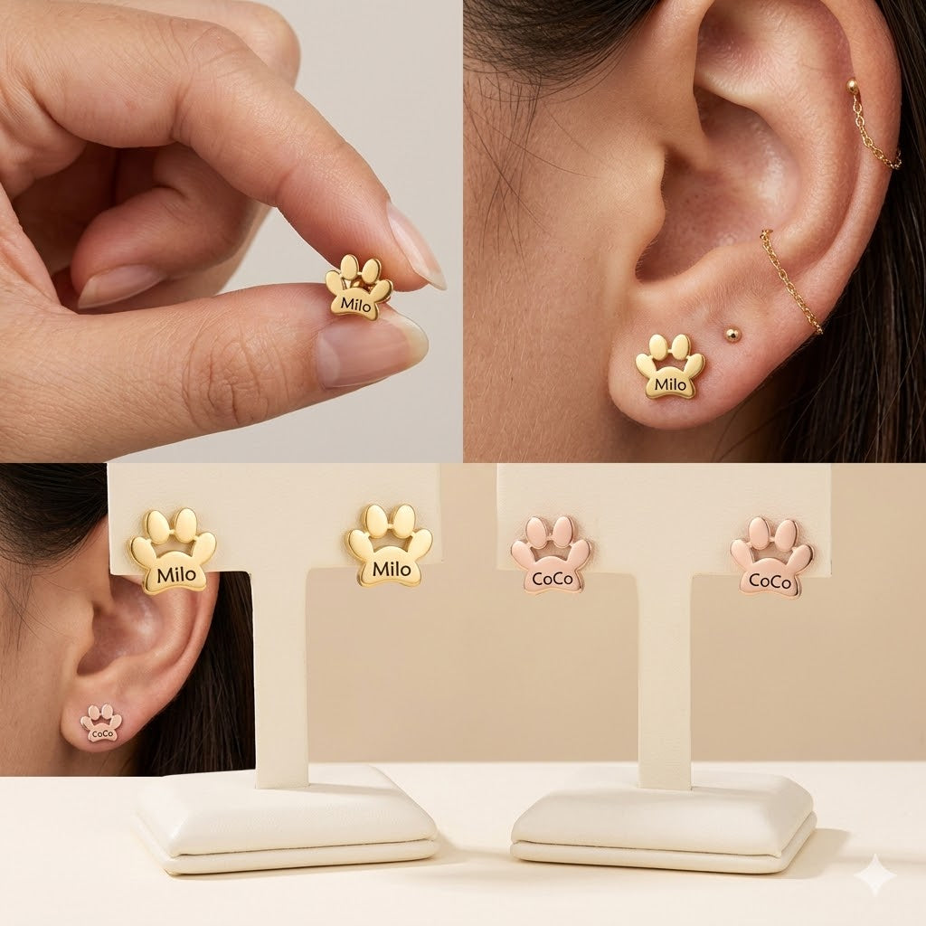 Paw print  Ear stud