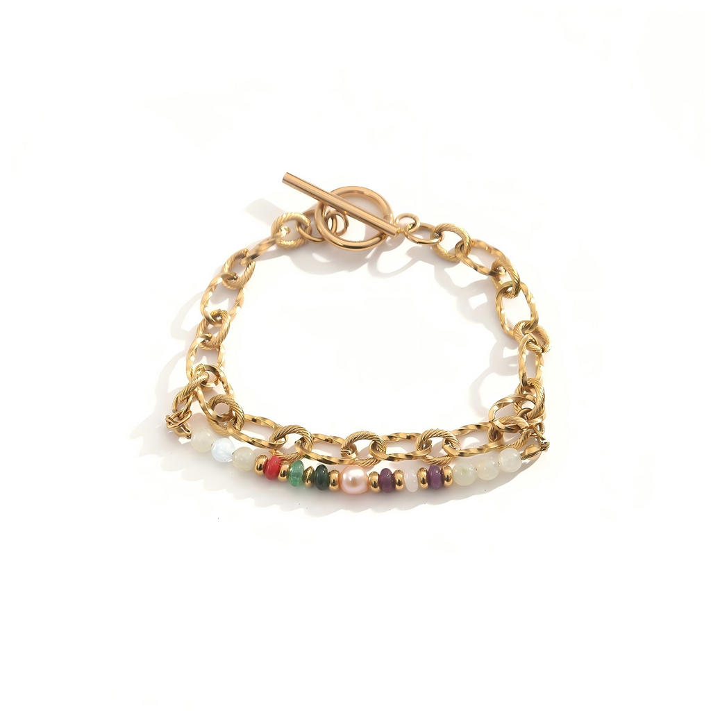 Minimalist Stainless Steel Mixed-Media Bracelet