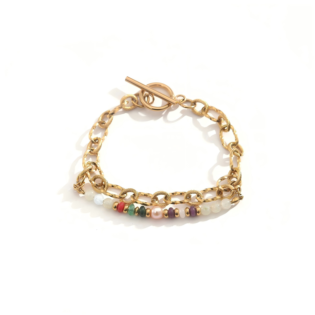 Minimalist Stainless Steel Mixed-Media Bracelet