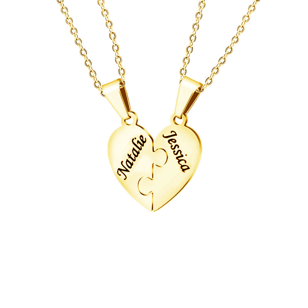 Interlocking Heart Puzzle Necklaces - Personalized Name Jewelry for Group & Friendship Gifts