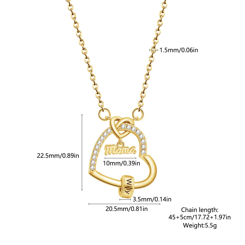 Personalized Mama Heart Necklace with Custom Children's Names