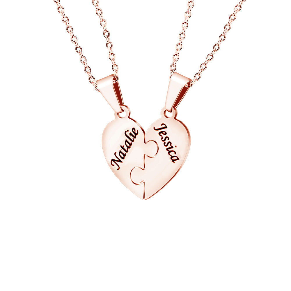 Interlocking Heart Puzzle Necklaces - Personalized Name Jewelry for Group & Friendship Gifts