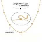18K Gold plated Star Diamond Station Necklace & Bracelet Set, Dainty Layered Jewelry