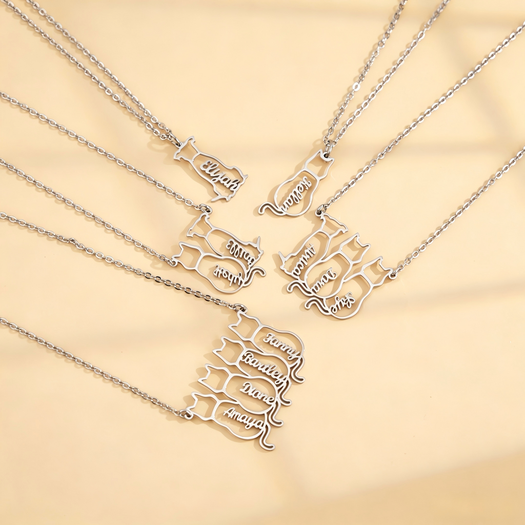 Custom Cat & Dog Name Necklace - Personalized Pet Memorial Jewelry for Pet Lovers