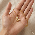 Sweet Pearl Bean Pendant Necklace | Dainty 18k Gold Plated Heart Jewelry
