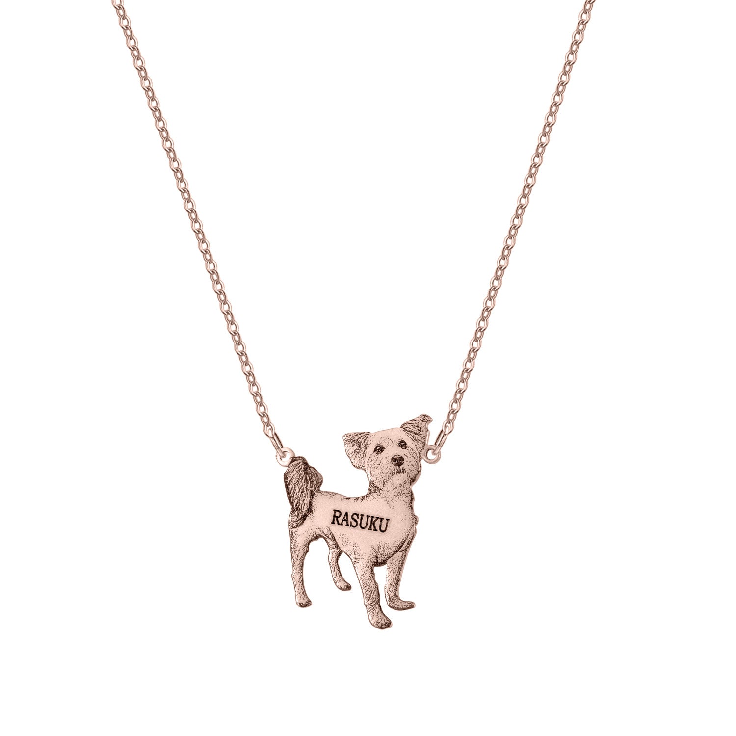 Stainless Steel Custom Dog Silhouette Necklace - Engraved Pet Name Pendant