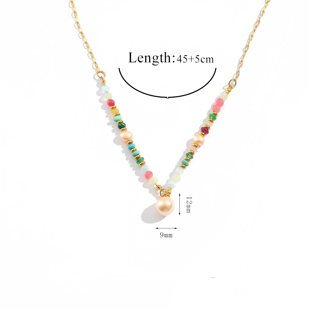 Handcrafted Natural Stone & Pearl Statement Necklace - Minimalist Beaded Jewelry