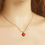 Cute Fruit Charm Necklace – Strawberry, Cherry & Watermelon Pendant Jewelry