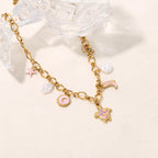 Whimsical Sea Turtle & Cowboy Boot Gold Link Necklace