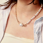 Elegant Heart Pearl Choker & Bracelet Combo - 18K Gold Plated Stackable Jewelry