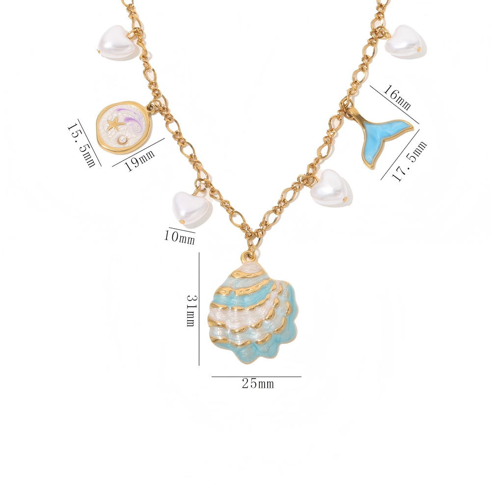 Mermaid’s Dream Enamel & Pearl Charm Necklace