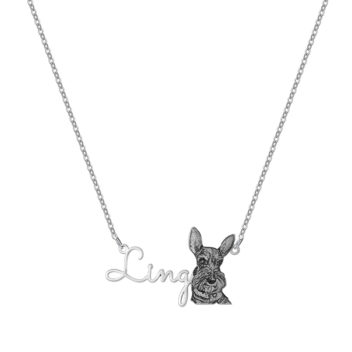 Stainless Steel Custom Cat Silhouette Necklace - Engraved Pet Name Pendant