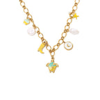 Whimsical Sea Turtle & Cowboy Boot Gold Link Necklace