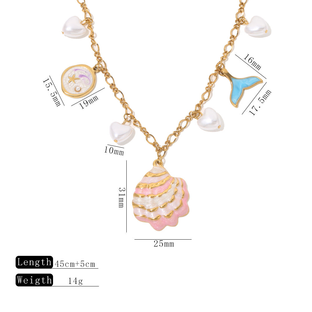 Mermaid’s Dream Enamel & Pearl Charm Necklace