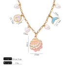Mermaid’s Dream Enamel & Pearl Charm Necklace