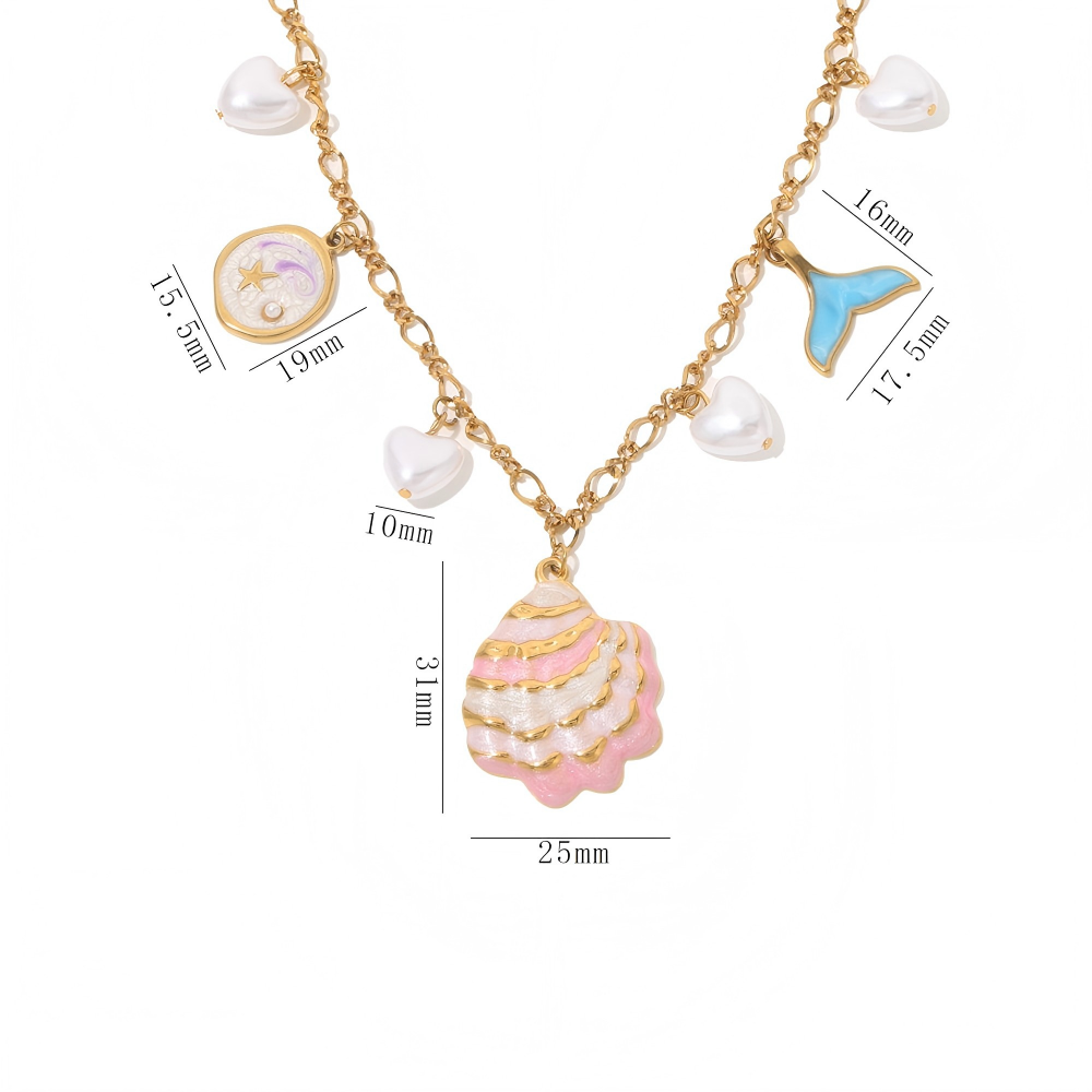 Mermaid’s Dream Enamel & Pearl Charm Necklace