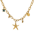 Ocean Soul starfish & Turtle Gold Link Statement Necklace