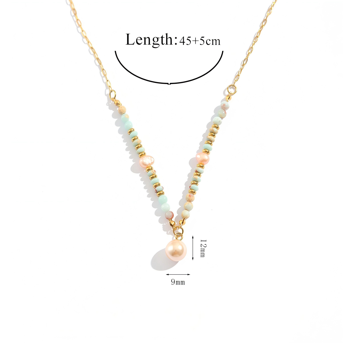 Handcrafted Natural Stone & Pearl Statement Necklace - Minimalist Beaded Jewelry