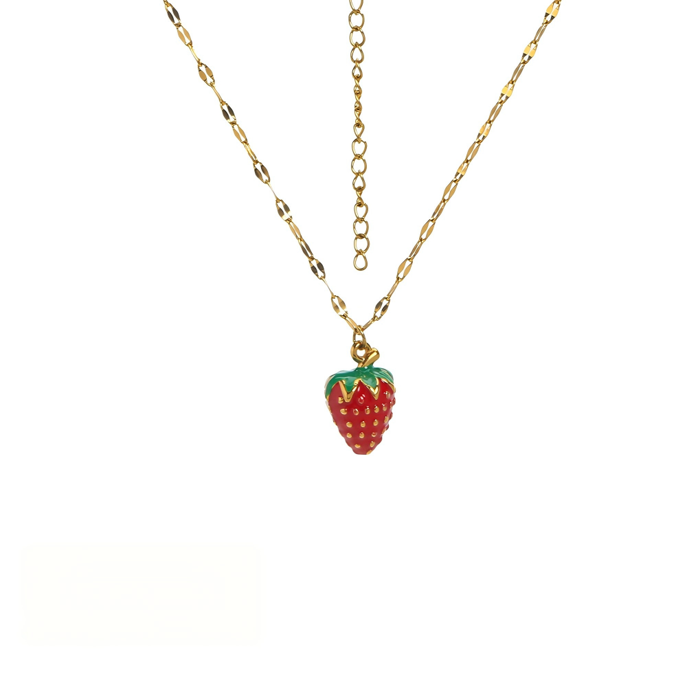 Cute Fruit Charm Necklace – Strawberry, Cherry & Watermelon Pendant Jewelry