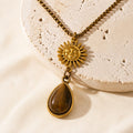 Sun & Tiger's Eye Teardrop Necklace
