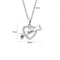 Personalized Pet Heart & Bone Pavé Necklace — Custom Engraving